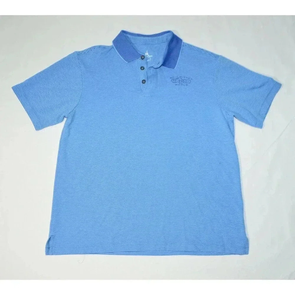 Disney Parks Walt Disney World 1971 Blue Striped Short Sleeve Polo Shirt Mens M